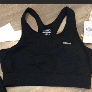 STRONGER BLACK leopard print SPORTS BRA